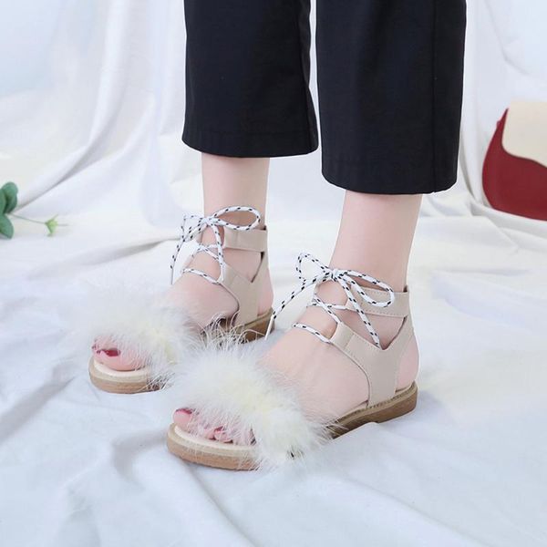 

woman fluffy sandals kawaii pink fur flats female fashion beach shoes mules ladies dress sandalia rasteirinha, Black