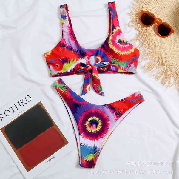 

2021 new personalized print swimsuit summer bikini split, White;black