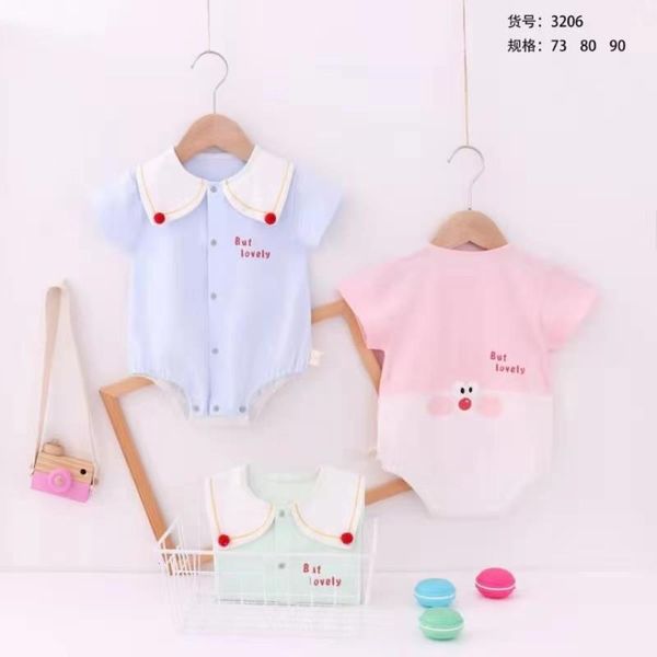 

summer leisure born baby triangle one piece bag fart clothes fashion animal pattern cotton short sleeve suit, White