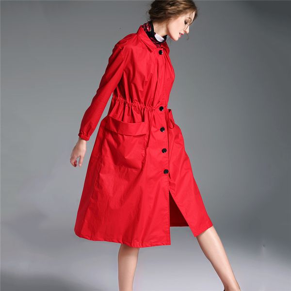 

casual dresses fashion spring autumn trench coat women european loose thin plus size british female windbreaker long outerwear fvv, Black;gray