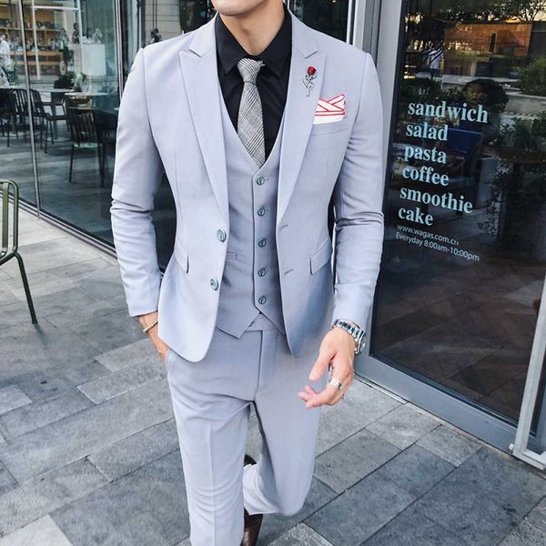 

men's suits & blazers 3 pieces jacket vest wedding suits men solid men's single skinny breasted groom's ee8v, White;black