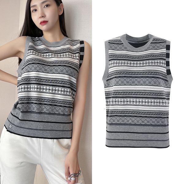 

contrast striped knitwear vt four bars 2021 autumn winter men's and women's wear, Black;white