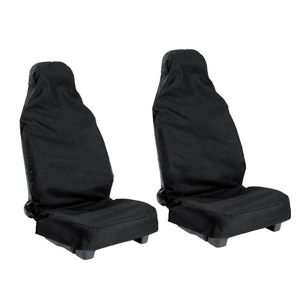 

car seat covers 2pcs universal vehicle van waterproof nylon protectors (black)