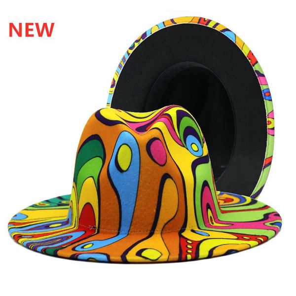 

berets colorful wide brim style hat panama felt fedoras for men women artificial wool british jazz cap, Blue;gray