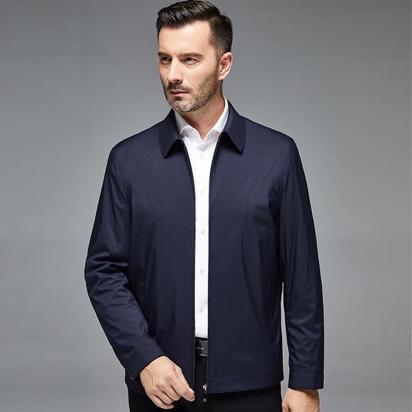 

men's jackets 8922 spring and autumn middle-aged fold-down collar jacket coat men daddy clothes business casual short, Black;brown