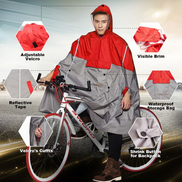

QIAN Impermeabe Raincoat Women/Men Outdoor Rain Poncho Backpack Refective Design Cycing Cimbing Hiking Trave Rain Cover