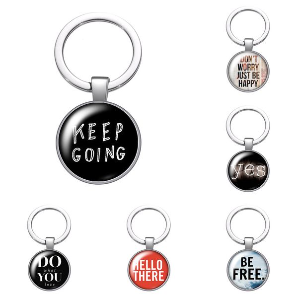 

words yes be love punk glass cabochon keychain bag car key chain ring holder silver plated keychains for men women gifts