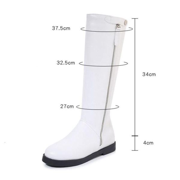 

boots tuyoki women black knee high flats zipper round toe casual winter long warm fur shoes footwear size 32-43 lo9t