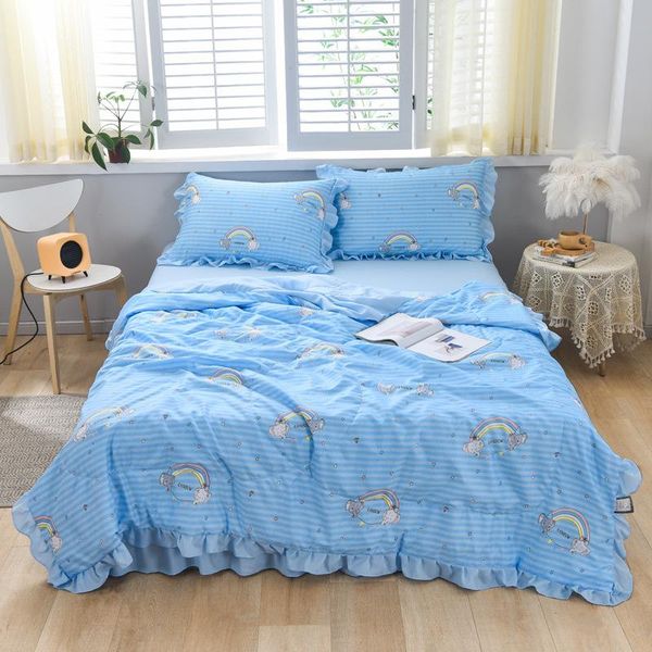

bedding sets duvet cover set 4 pieces rainbow pattern blue stripes bedclothes include bedsheet pillowcase comforter girlish oceania