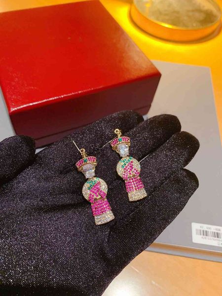 

stud earrings ka jia c caibao doll with s925 silver ear nails, Golden;silver