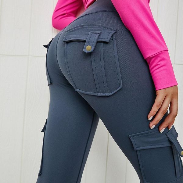 

yoga outfit women sports leggings pants with pockets gym fitness elastic trousers push up tights tracksuit seamless sport legging