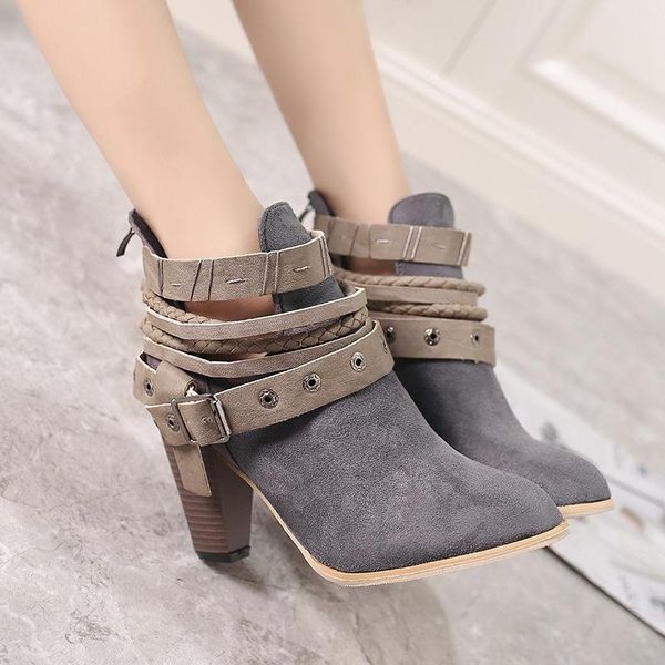 

boots 2021 autumn winter women's flock ankle woman zip casual shoes ladies thick heel pumps female outside footwear plus size, Black