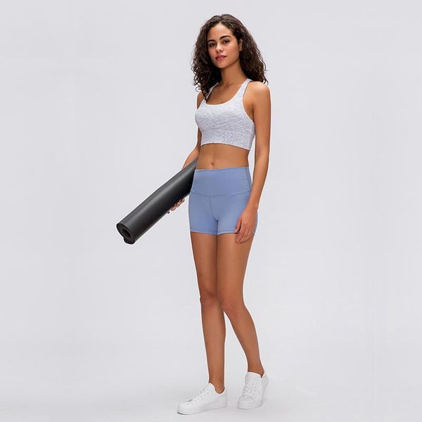 

summer solid color printing brushed high waist hip lifting elastic slim fit athletic breathable women yoga shorts s2037 outfit