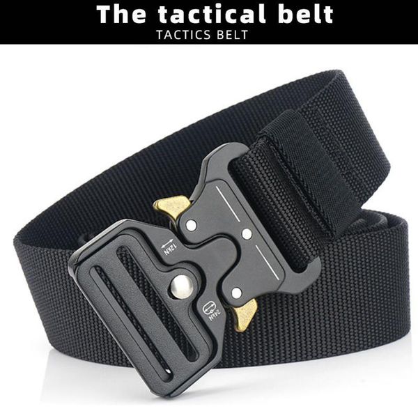 

belts men's belt tactical survival for outdoor hunting fishing alloy buckle male waistband quick release elastic punk rock, Black;brown