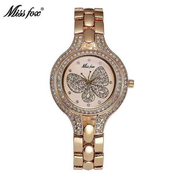 

wristwatches fashion butterfly diamond teenage watches women stainless steel water golden lady bracelet clock relogio feminino mujer reloje, Slivery;brown
