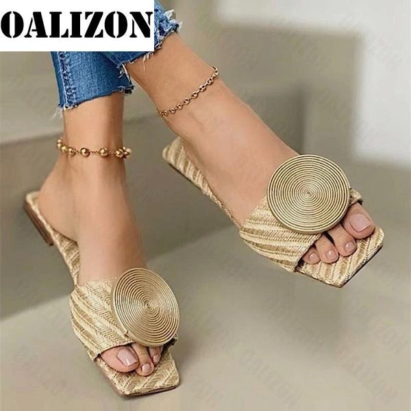 

woman summer flat sandals plus size round buckle solid flats female casual slippers ladies women fashion beach shoes, Black