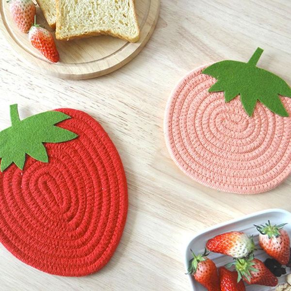 

mats & pads 2021 style cartoon red strawberry fruit placemat for dining table holders home decor 7 a variety of scenarios big promotion