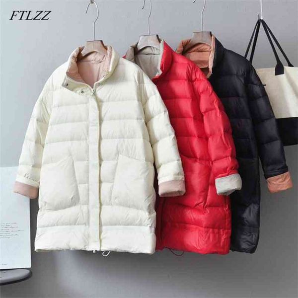 

winter short down jacket women ultra light white duck coat pockets parkas female warm snow overcoat 210430, Black