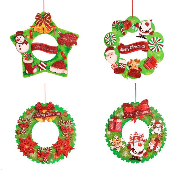 

decorations santa crutch decorations three-dimensional pink paper 3d wreath pendant