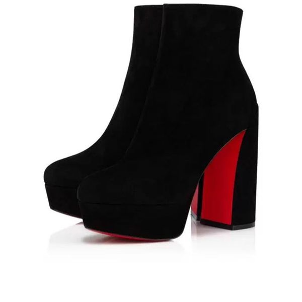 

2021 winter women shoes ankle boot red sole high heels super heeled chunky pumps and platform heel bergdorf goodman black suedel leather wed