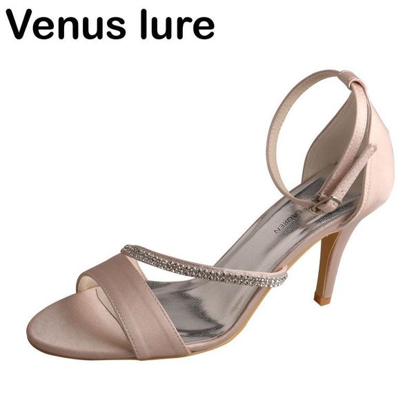 

high heel crystal nude peep toe sandals heeled summer women fashion, Black