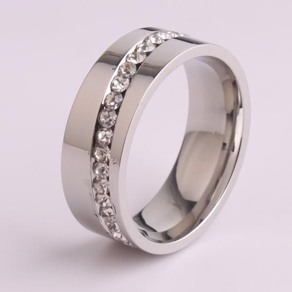

wedding rings oblique single row rhinestone 316l stainless steel finger for men wholesale, Slivery;golden