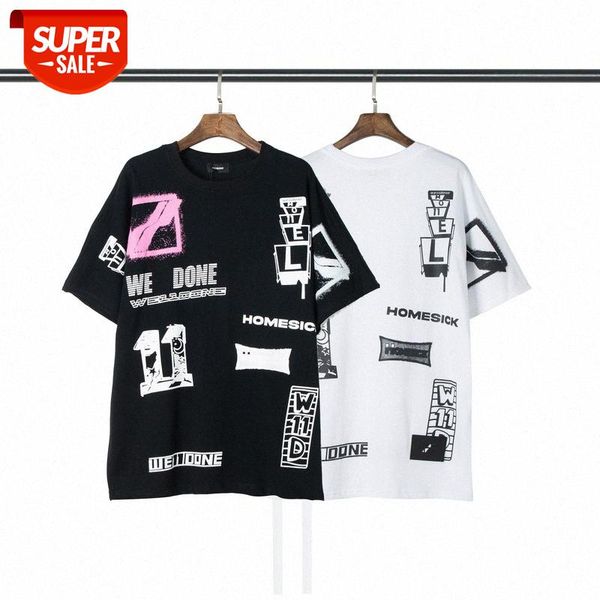 

we11done wf early spring letter logoo loose oversized round neck short sleeve t-shirt #ab9e, White;black
