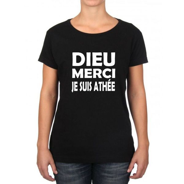 

womens t-shirt thank god i am atheist, White;black