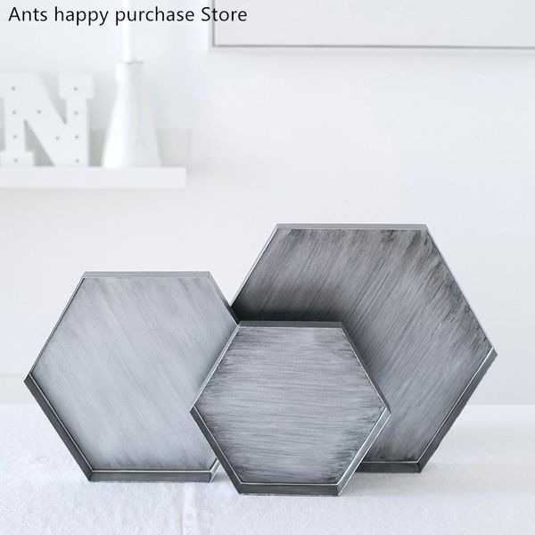 

kitchen storage & organization silver tray hexagon jewelry trays plate decoration deskdessert