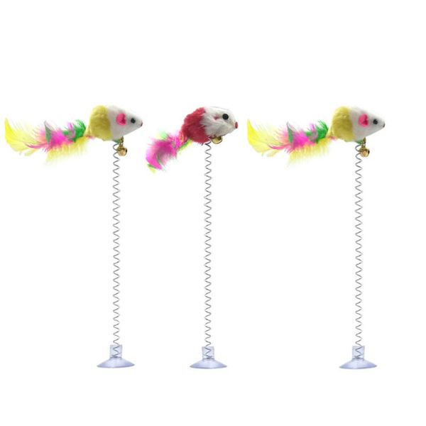 

cat toys mouse stick spring toy suction with bell interactive funny pet products