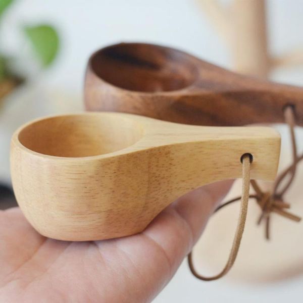 

cups & saucers finland tea cup natual wood small wooden mug single coffee hole supplies kitchen household water d3u8