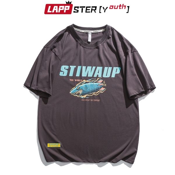 

men japanese streetwear vintage t shirts summer mens printed fashion harajuku graphic t-shirt man loose tees 210420, White;black