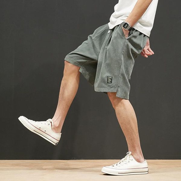 

men's shorts 2021 summer japanese vintage loose sports cargo knee length casual pants trend for men, White;black