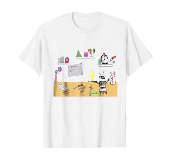 

cute stem robot science lab t-shirt - tinkerer tee, White;black