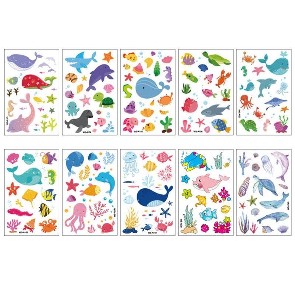 

wall stickers cute marine animals temporary tattoo for kid children woman flower face tatoo stick decora makeup