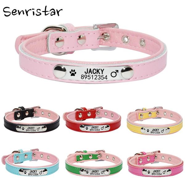 

dog collars & leashes personalized engraved name tag pet collar for small medium large dogs custom id nameplate soft leather puppy cat