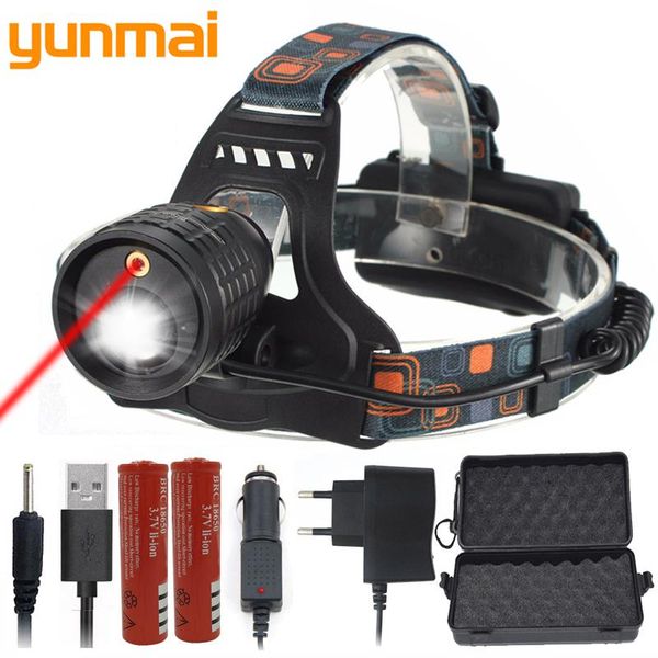 

in 1 headlamp red laser 5000lm zoom led head lamp white light hunting torch 18650 rechargeable bulbs battery headlamps
