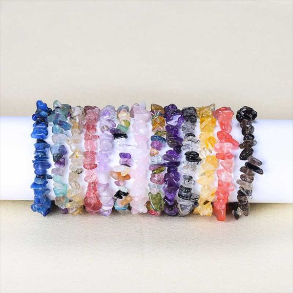 

beaded, strands irregularity bracelet with natural stone bead for women men personalized crystal healing bangles jewelry, Black