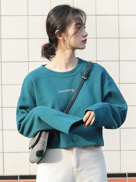 

women's hoodies & sweatshirts long sleeve short autumn design in 2021, Black