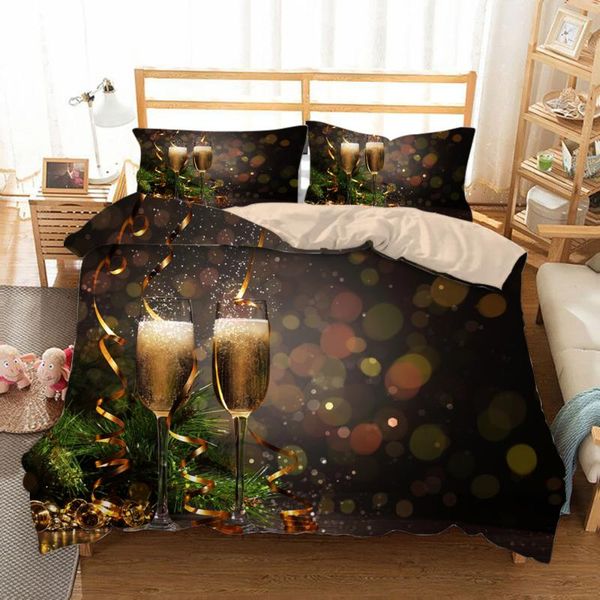 

bedding sets christmas decoration style brown champagn home textile bed sheet quilt cover pillow case customized foreign trade