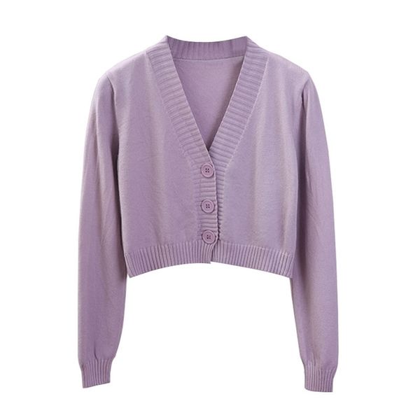 

women's cropped cardigan sweaters female black white short v neck single breasted woman knitted gd153 210514
