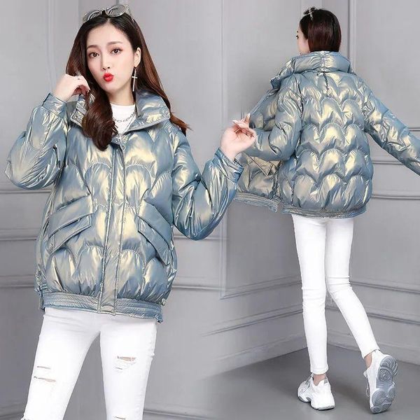 

women's jackets down jacket that turn over season female brief paragraph in the winter loose cotton small coat, Black;brown