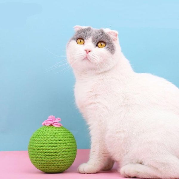 

cat toys scratching board wooden bottom plate straw semi-circular grinding claw ball kitten cactuses climbing pet supplies