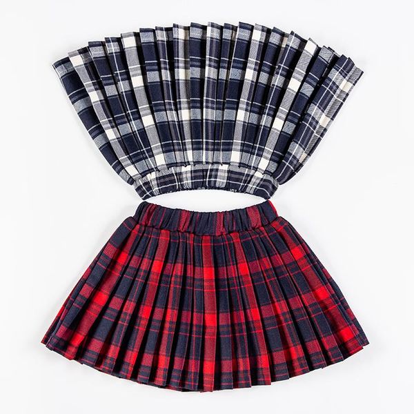 

summer baby skirts 2021 cotton plaid skirt for girls to school pleated mini princess toddlers kids clothes 1- 12 y, Blue