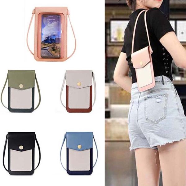 

women bag touch screen cell phone purse smartphone wallet leather shoulder strap handbag pouches