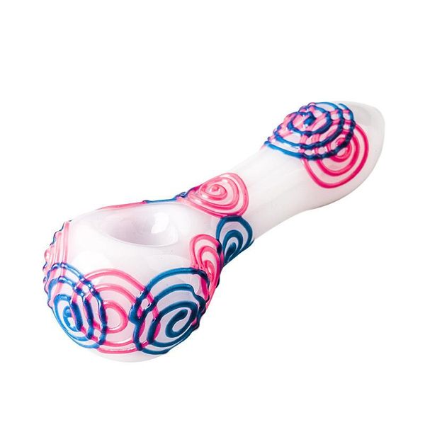 Colorato bagliore nel buio modello a spirale Pyrex vetro spesso tubo da fumo pipa portatile di alta qualità fatto a mano a base di erbe secche tabacco olio impianti di perforazione tubi Bong