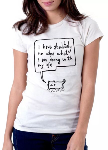 

I have no idea what I am doing funny cat t-shirt FN9821, White;black