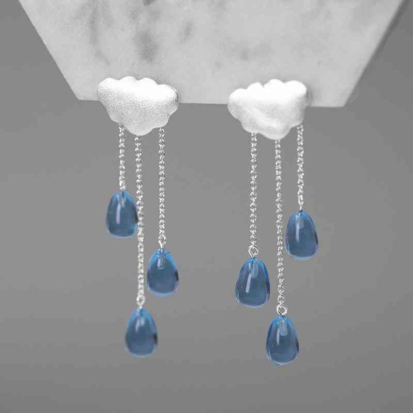 INATURE 925 Sterling Silber Wolke Design Lange Kristall Quaste Drop Ohrringe Für Frauen Mode Schmuck Geschenke