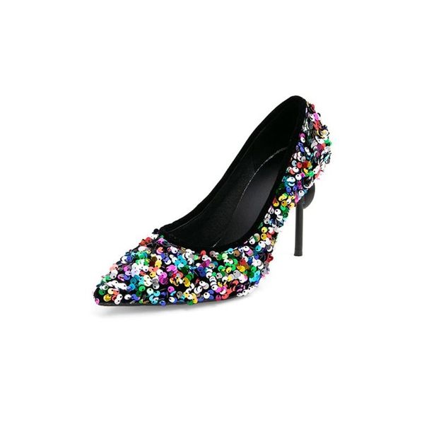 

dress shoes spring 2021 european american pointe thin heel shallow mouth single women high heels versatile pumps size 30-50 20-2, Black