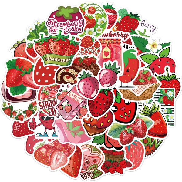 

50pcs doodle cute strawberry stickers non-random for car bike luggage sticker lapskateboard motor water bottle snowboard wall decals kids gi